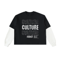 Culture Purpose Layered Contrast Sleeve Cotton T-Shirt