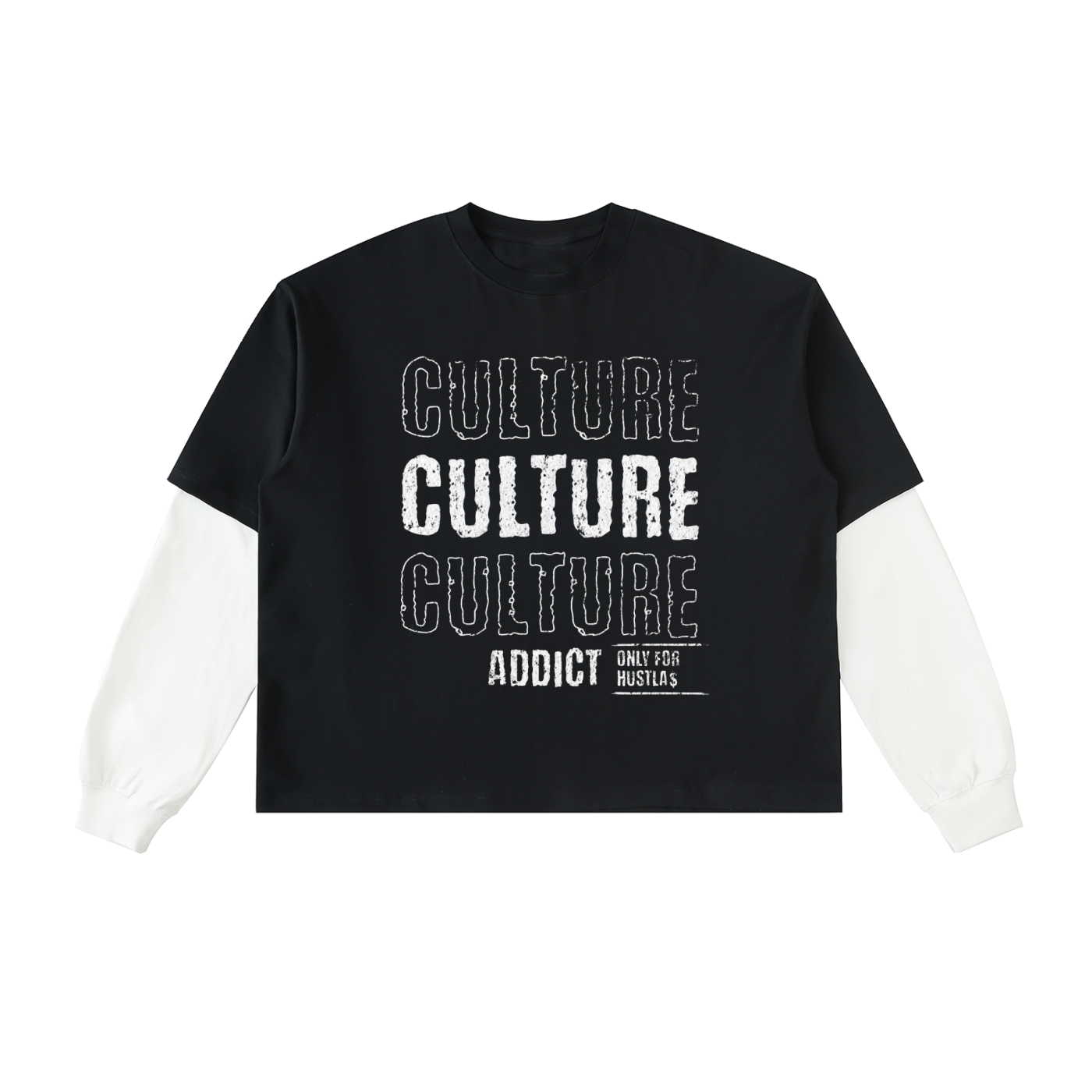 Culture Purpose Layered Contrast Sleeve Cotton T-Shirt