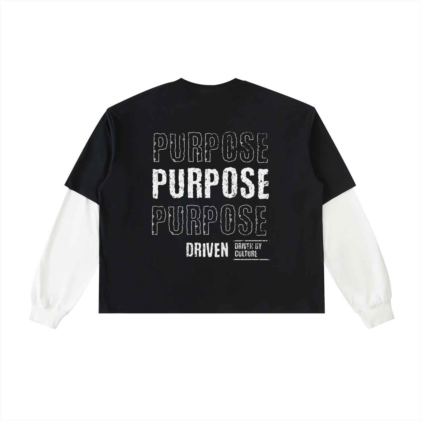 Culture Purpose Layered Contrast Sleeve Cotton T-Shirt