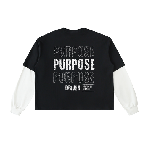 Culture Purpose Layered Contrast Sleeve Cotton T-Shirt